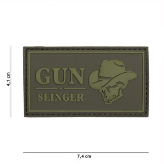 Embleem 3D PVC Gun Slinger Skull Cowboy green #16053