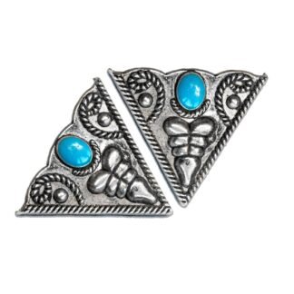 Kraagpunten zilverkleur met blauw